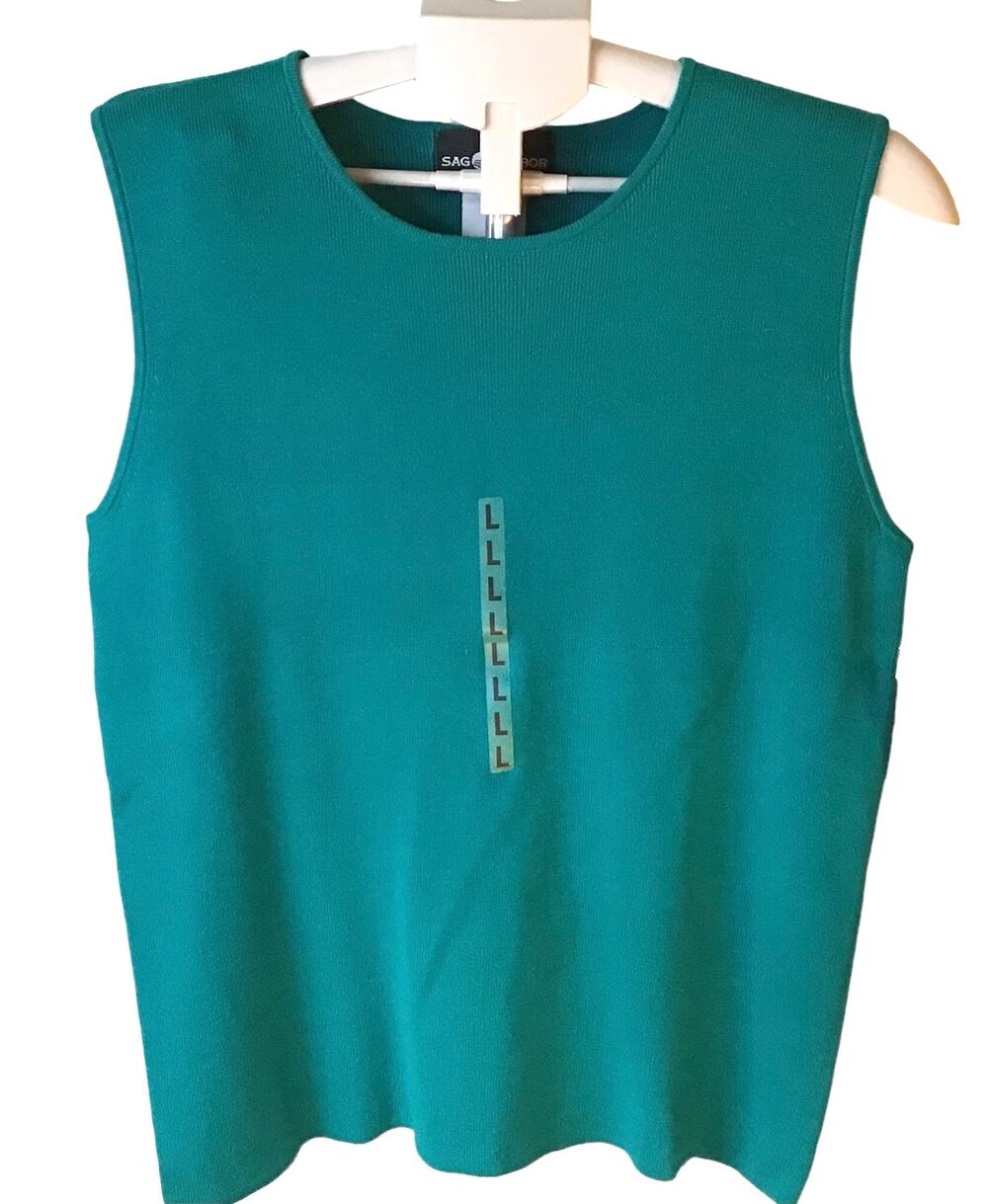Sag Harbor Green Sweater Tank SZ L